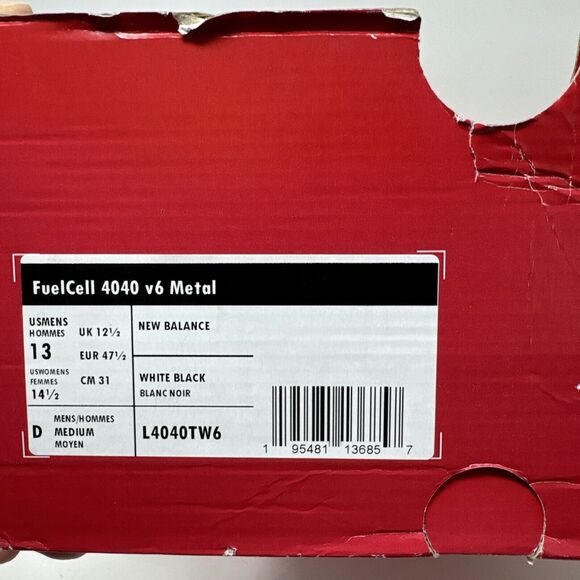 New Balance FuelCell 4040 V6 White Metal Baseball Cleats Mens Size 13 (L4040TW6) - Picture 7 of 7